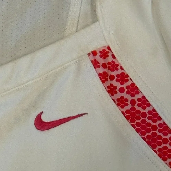 Nike Court Women White Dri-Fit Tennis Short Sleeve Shirt Medium Pink Trim - Picture 4 of 7